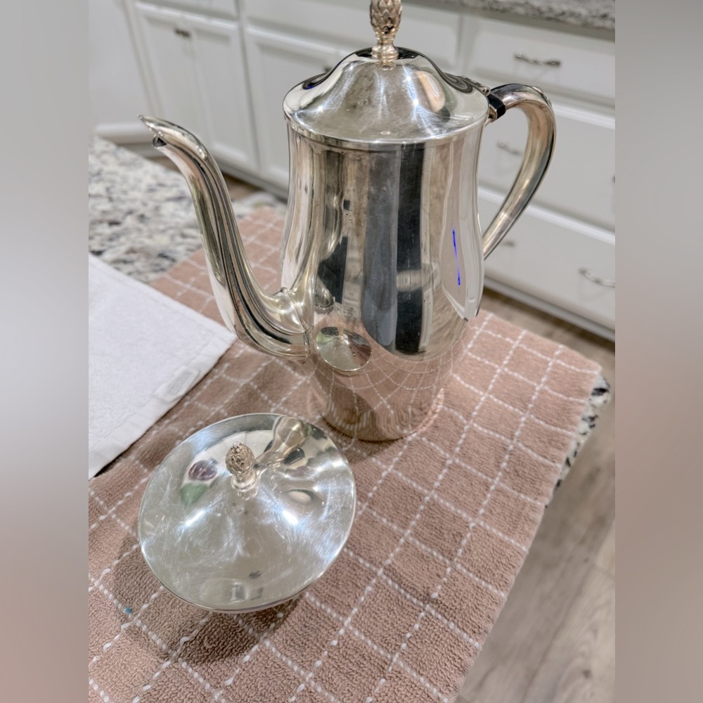 1960’s Pineapple Finial teapot,silver-plate & sugar bowl